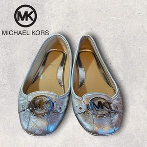 Michael Kors Silver Leather Ballet Flats 7.5